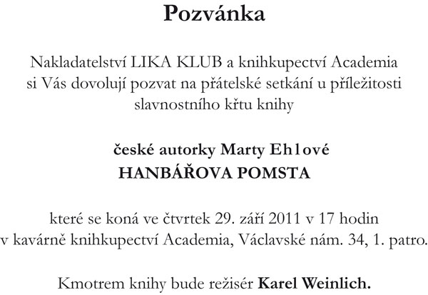 KŘEST KNIHY HANBÁŘOVA POMSTA